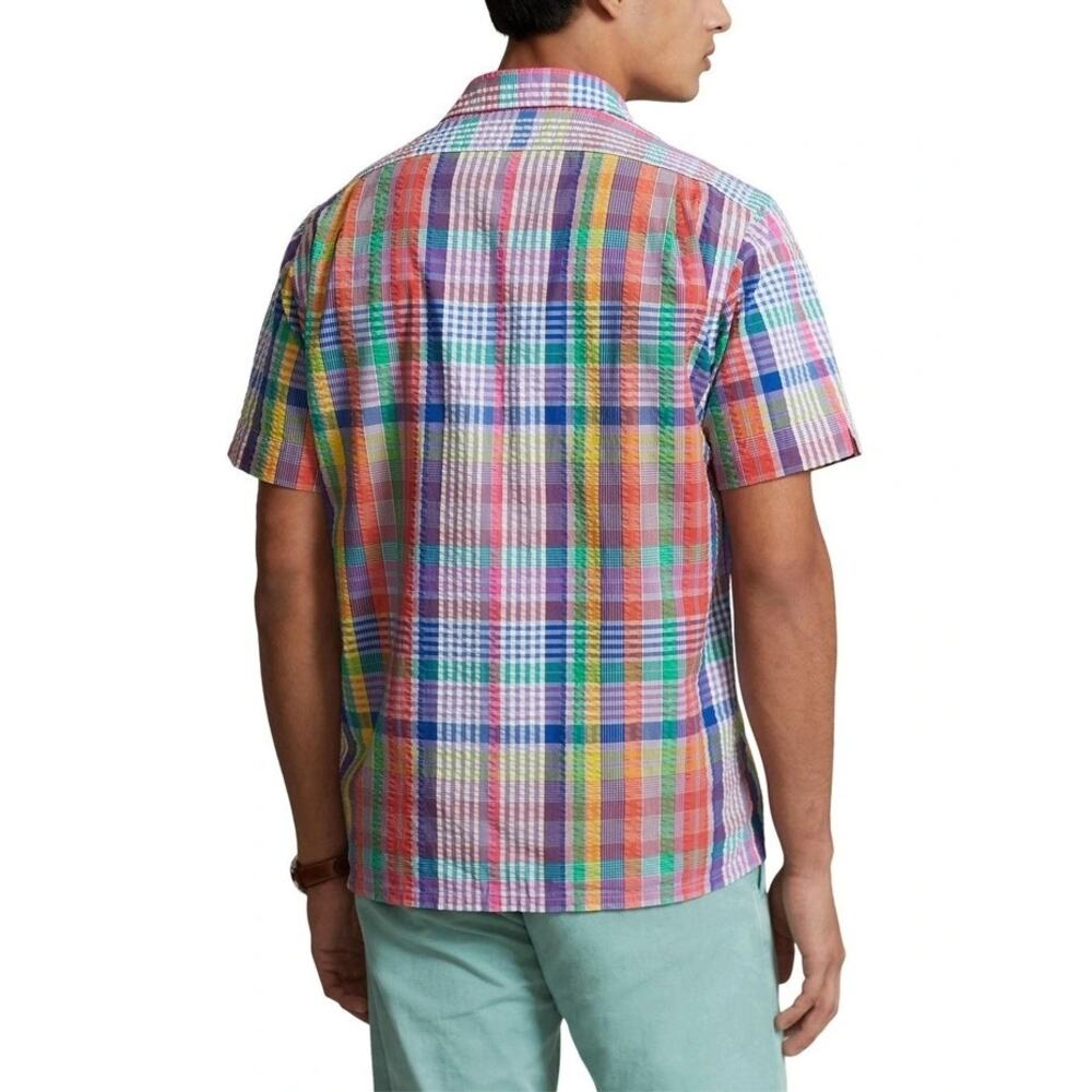 New Polo Ralph Lauren Plaid Classic Fit Seersucker Camp SS Shirt Men Small $138 - Picture 5 of 9
